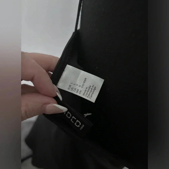 NWOT | Divided H&M | Side-ruched Black Spaghetti Strap Midi Dress | Size L - Picture 5 of 9